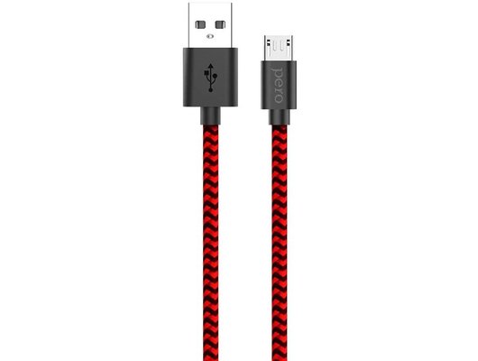 Кабель PERO DC-04 micro-USB, 2А, 1м, Red-black